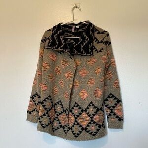 Alya multi colored acrylic cozy open chunky cardigan sweater small